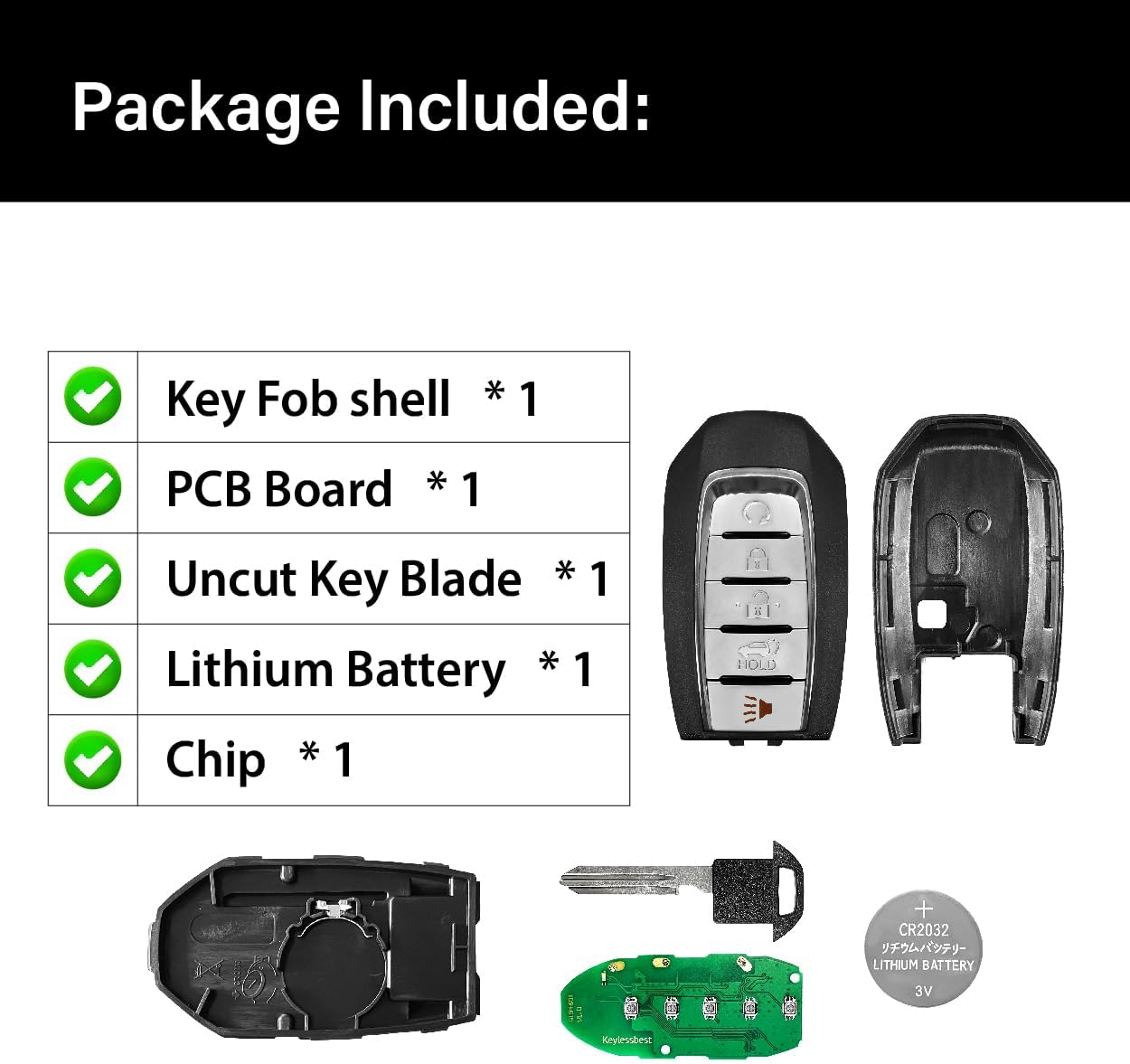 Replacement for 2019 2020 Infiniti QX60 Key Fob Remote Control KR5TXN7 5 Buttons 434MHz - Image 6