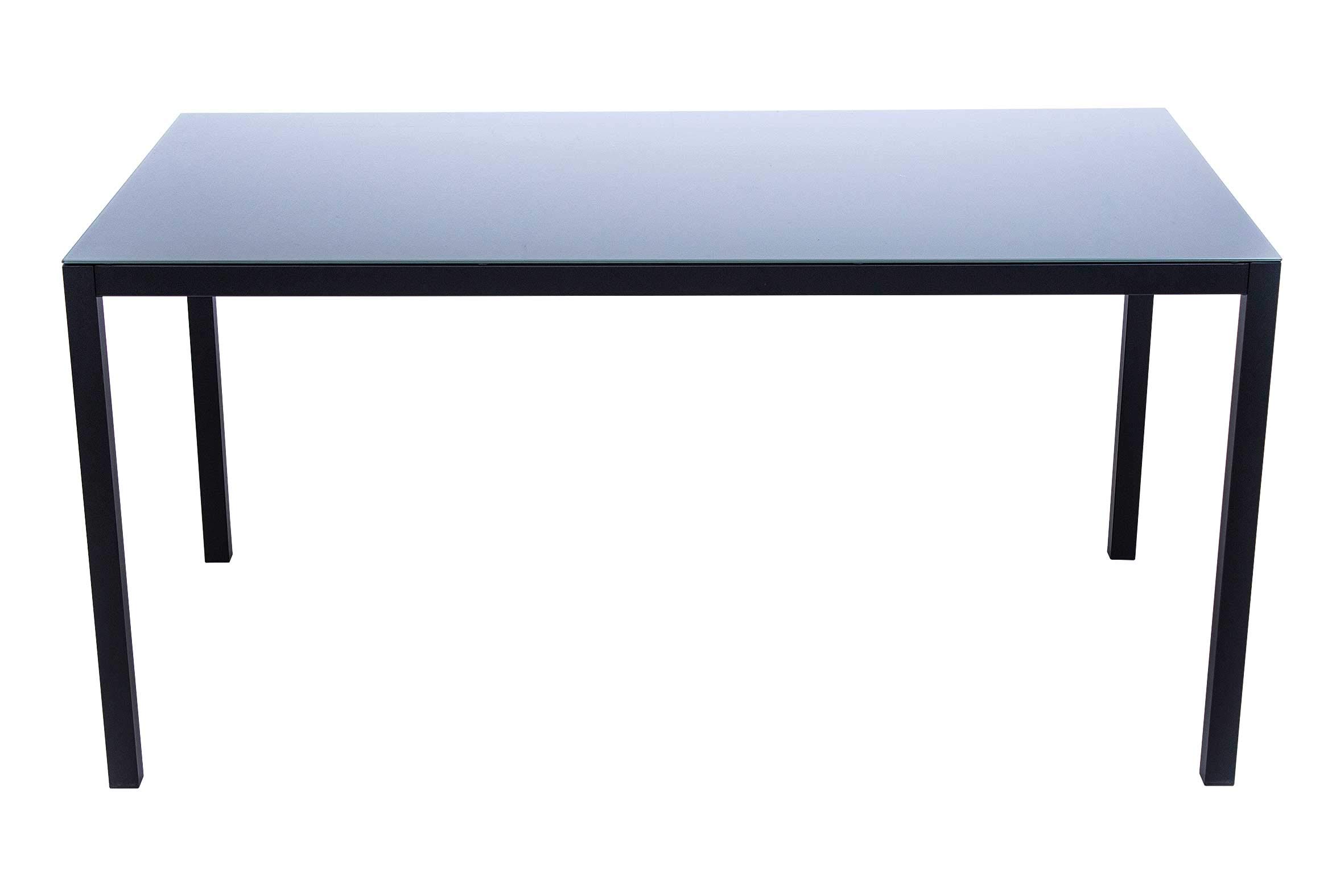 AVANTI TRENDSTORE - Sedico - Tavolo da giardino, in metallo nero con superficie in vetro grigio. Disponibile in 2 diverse misure. (LAP 150x72x90 cm)