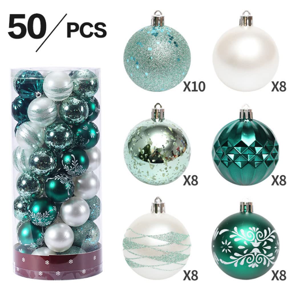 Adornos de Bolas de Navidad de 60mm/2,36 Pulgadas, 50 Uds., Adornos de árbol de Navidad Pintados para Decoraciones de Fiestas