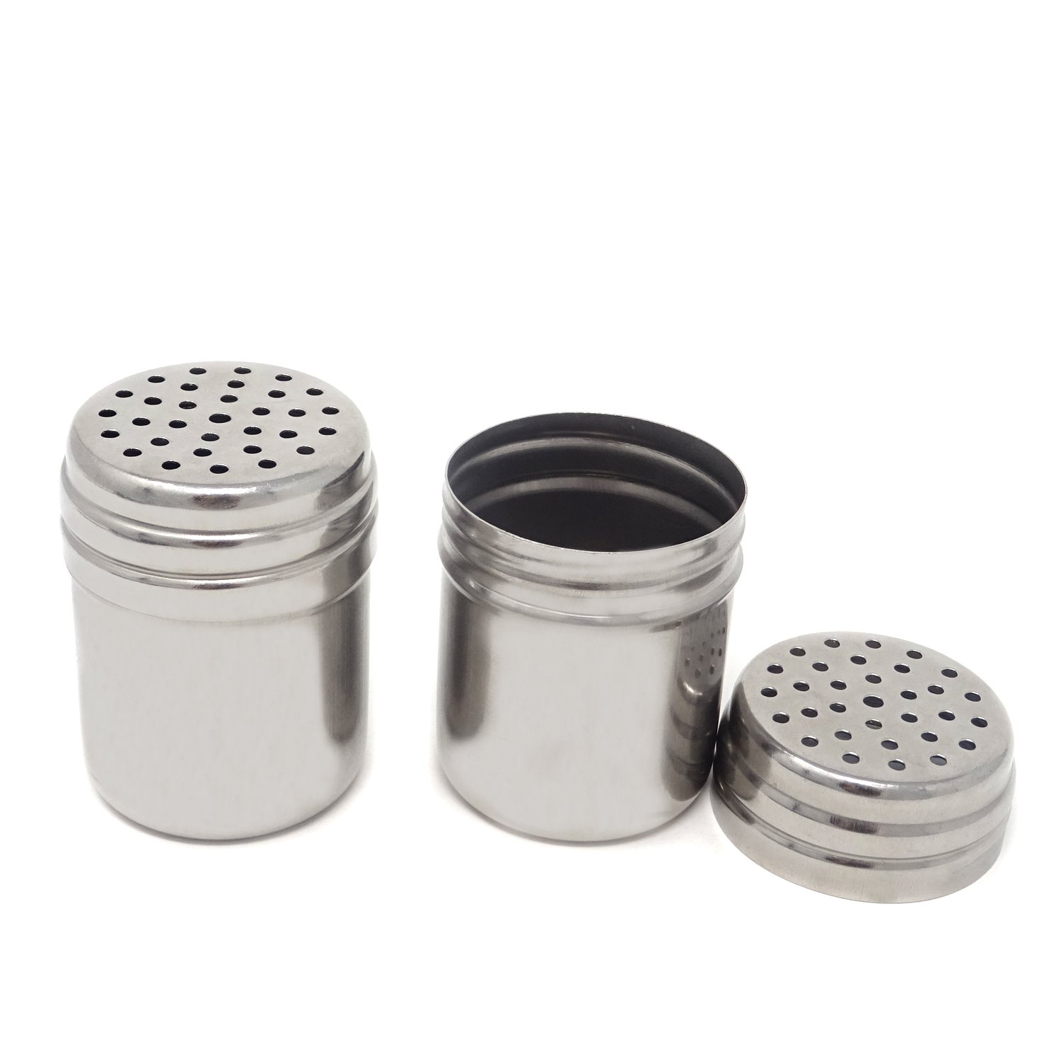 Honbay2PCS Stainless Steel Dredge Salt Sugar Spice Pepper Shaker Seasoning Cans