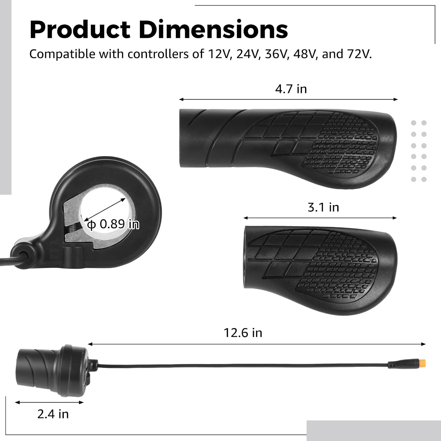 OMISTAR Half Twist Throttle, Electric Bike Twist Throttle Grip Set, 20X Bicycle Right Handle, Anti-Slip & Waterproof, Fits 12V-72V Controllers, E-Bike, Scooter, Folding Bike