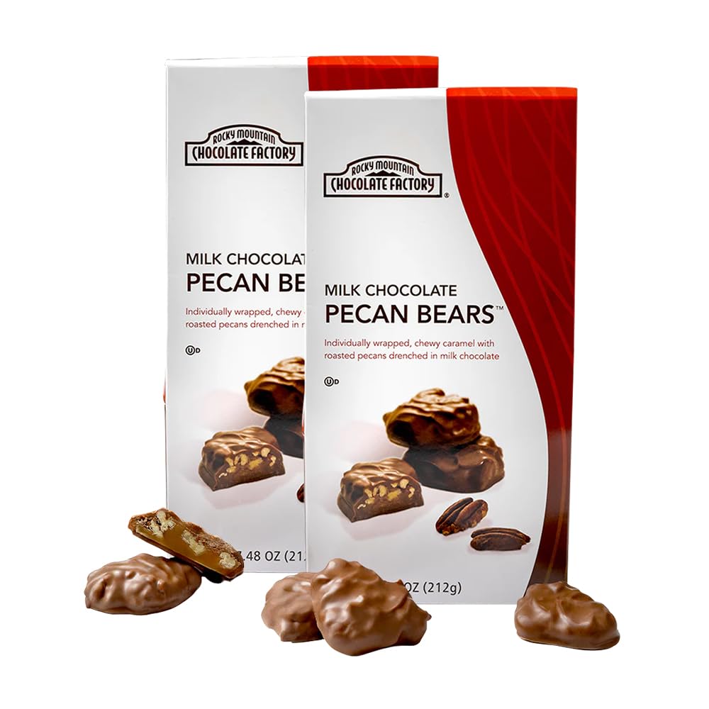 Rocky Mountain Chocolates Bite-Sized Pecan Bears | Chewy Caramel with Roasted Pecans & Milk Chocolate | Individually Wrapped | Ultimate Flavor & Freshness | Perfect for Snacking & Gifting | 2 Pack