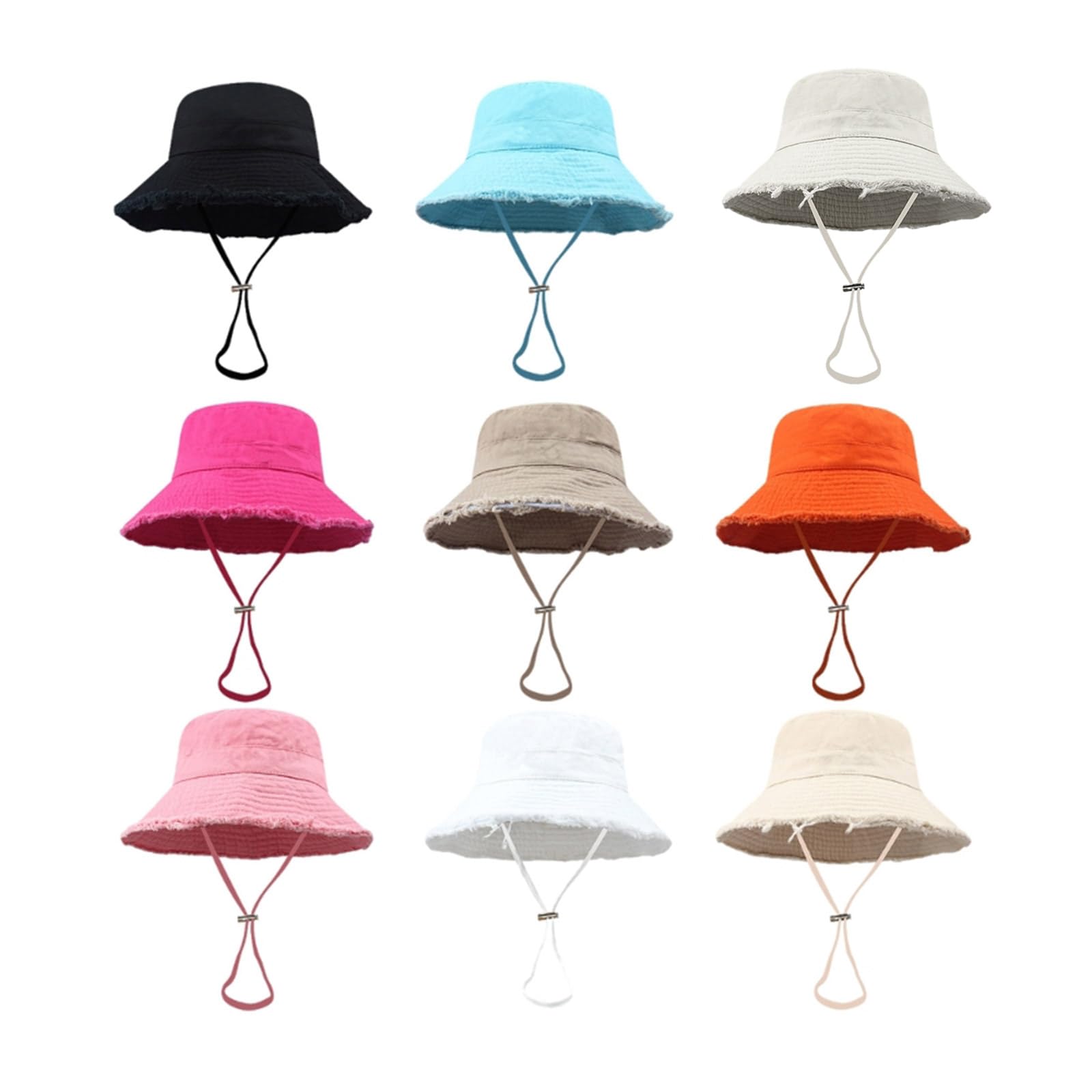 HISYI Fisherman Hat Outdoor Bucket Hat with Adjustable Chin Rope