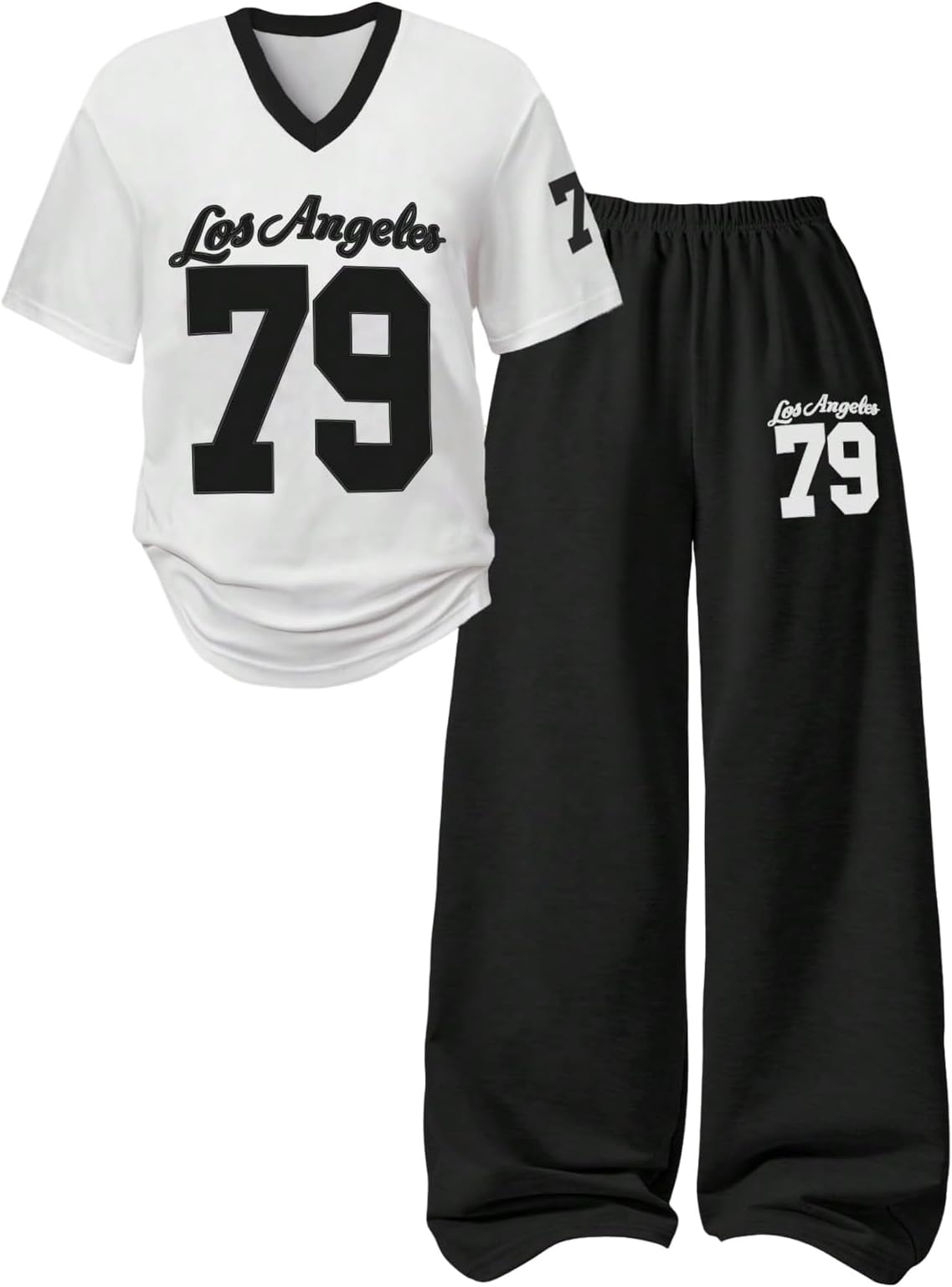 SOLY HUX Girl's Sporty Outfits Number Graphic Jersey Shirt and Baggy Sweatpants Suit 2 Piece Set