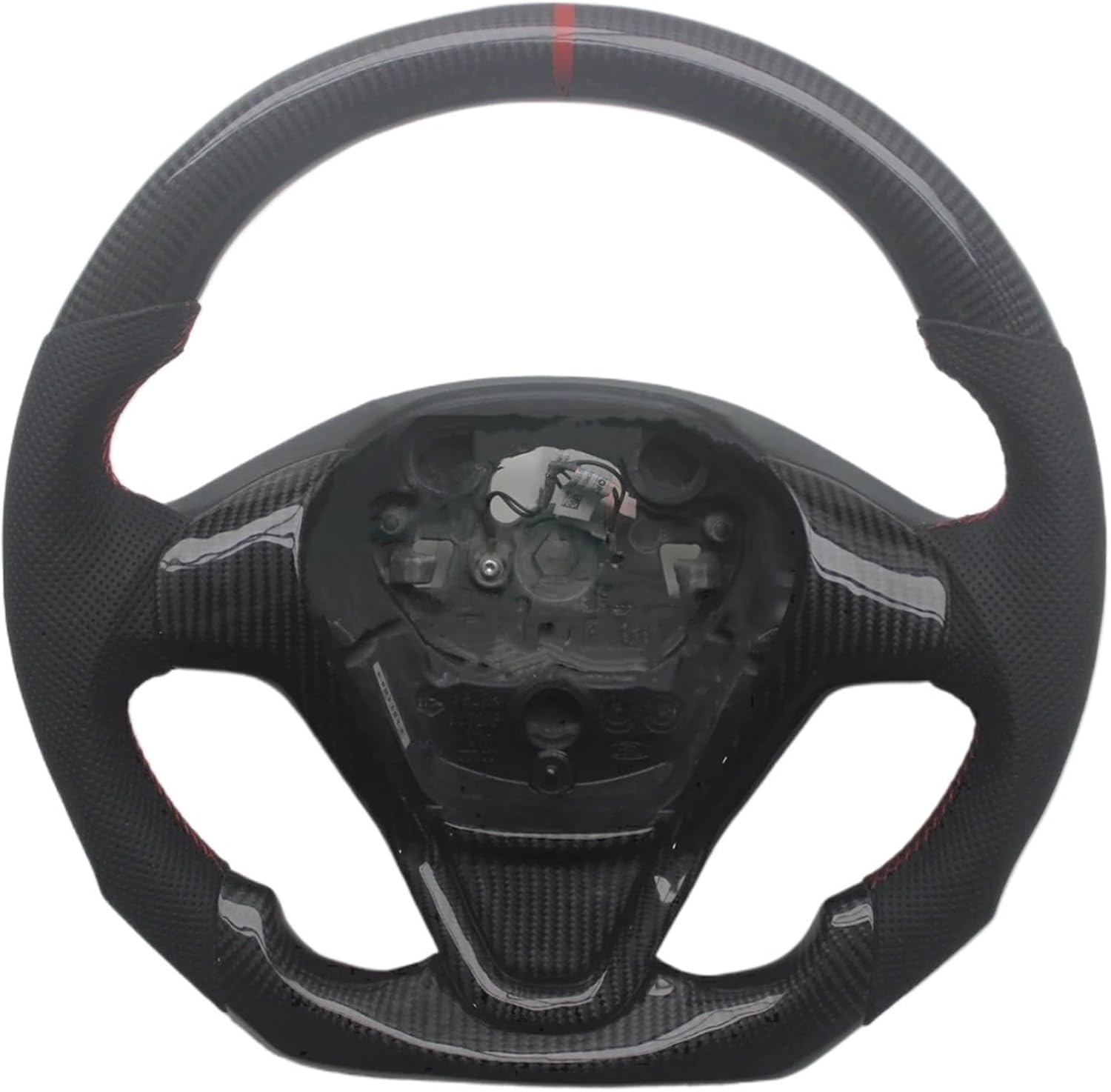 Replacement For Ford Fiesta MK6 2009-2017 Ecosport Leather Carbon Fiber Steering Wheel 2017-2019 Car Accessories(No Button)