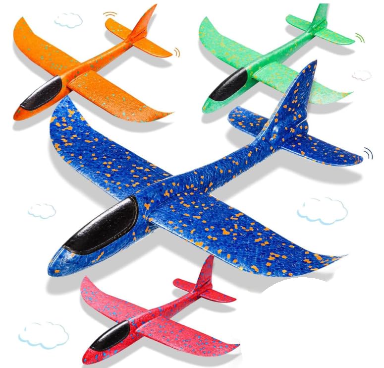 HATFRYF Foam Gliders Plane For Kids, Large Airplane Toy Polystyrene Aeroplane Toys Flying Gliders, for Kids Age 3 4 5 6 7 8 9 Year Old Birthday Gifts