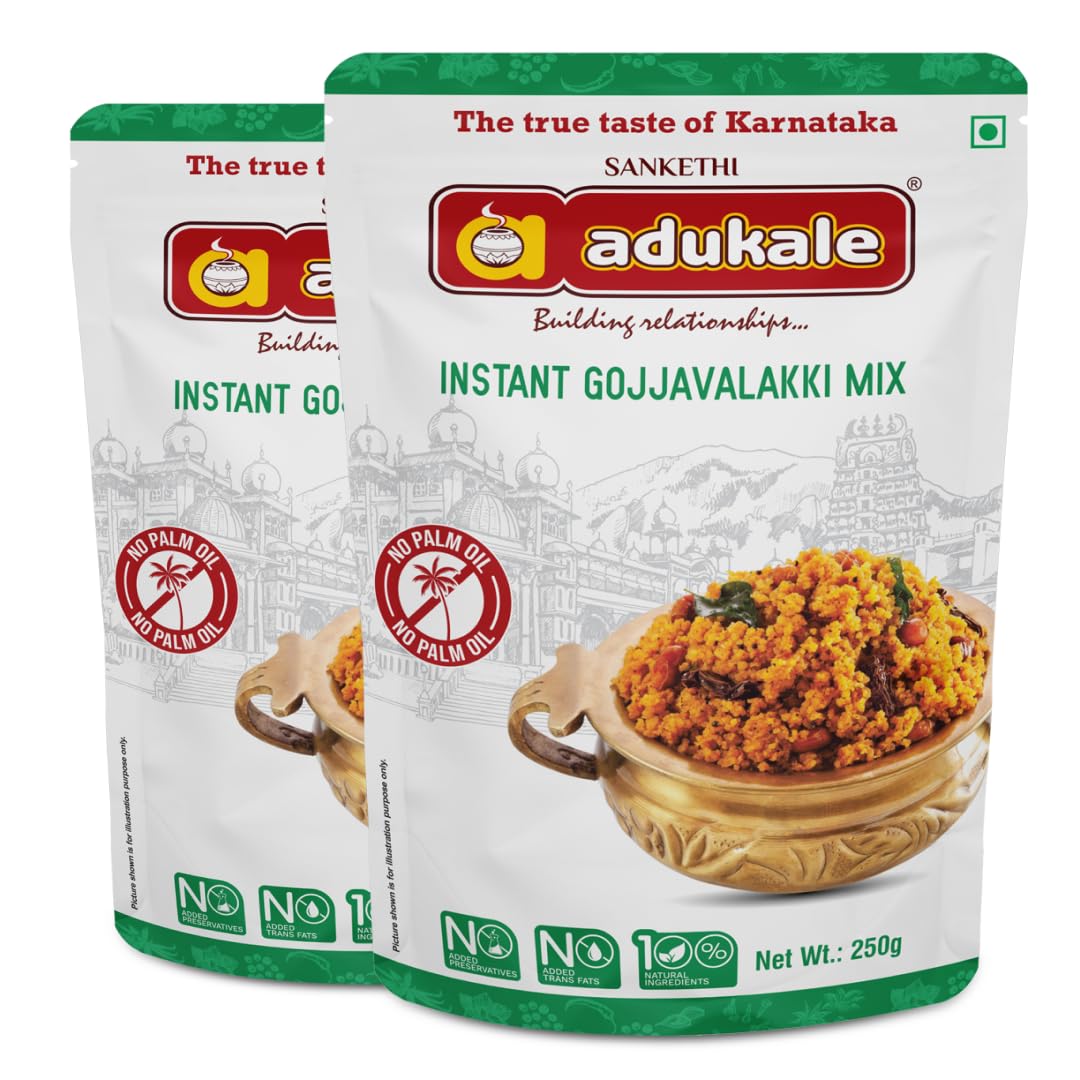 Adukale Instant Gojjavalakki Mix | Traditional South Indian Snack | 250g Pack (Set of 2)