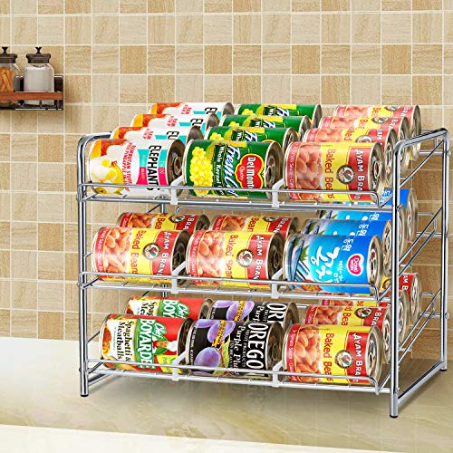 Simple Trending Can Rack Organizer, Stackable Can Storage Dispenser Holds Up To 36 Cans For Kitchen Cabinet Or Pantry, Chrome #TOP4