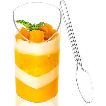Amazon 50 Pack Mini Dessert Cups with Spoons - 2.2 oz Clear