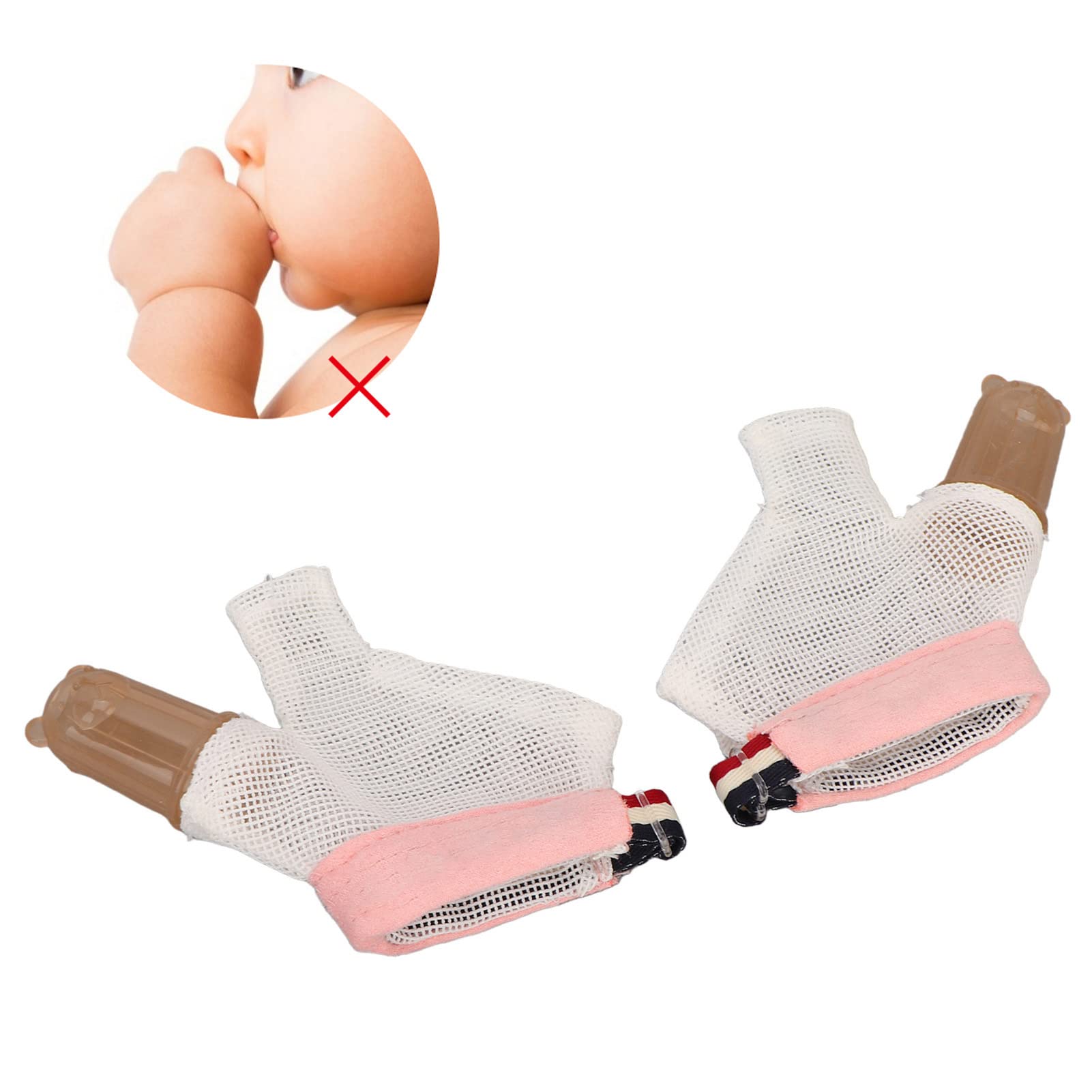 1 Paire Pouce Sucer ArrêT Pouce Sucer Doigt Garde Doux RéGlable avec Boucle Pouce Traitement Protecteur pour Enfant (Rose)