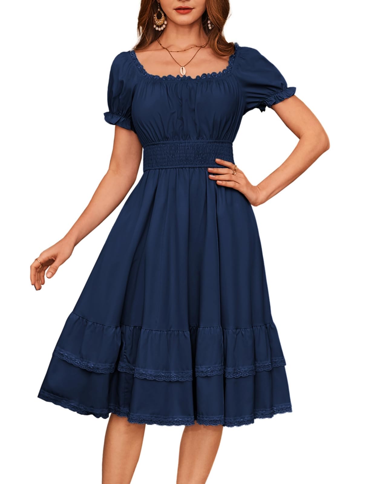 SCARLET DARKNESS Gothic Pirate Corset Dress for Women Summer Vintage Square Neck Renaissance Dresses