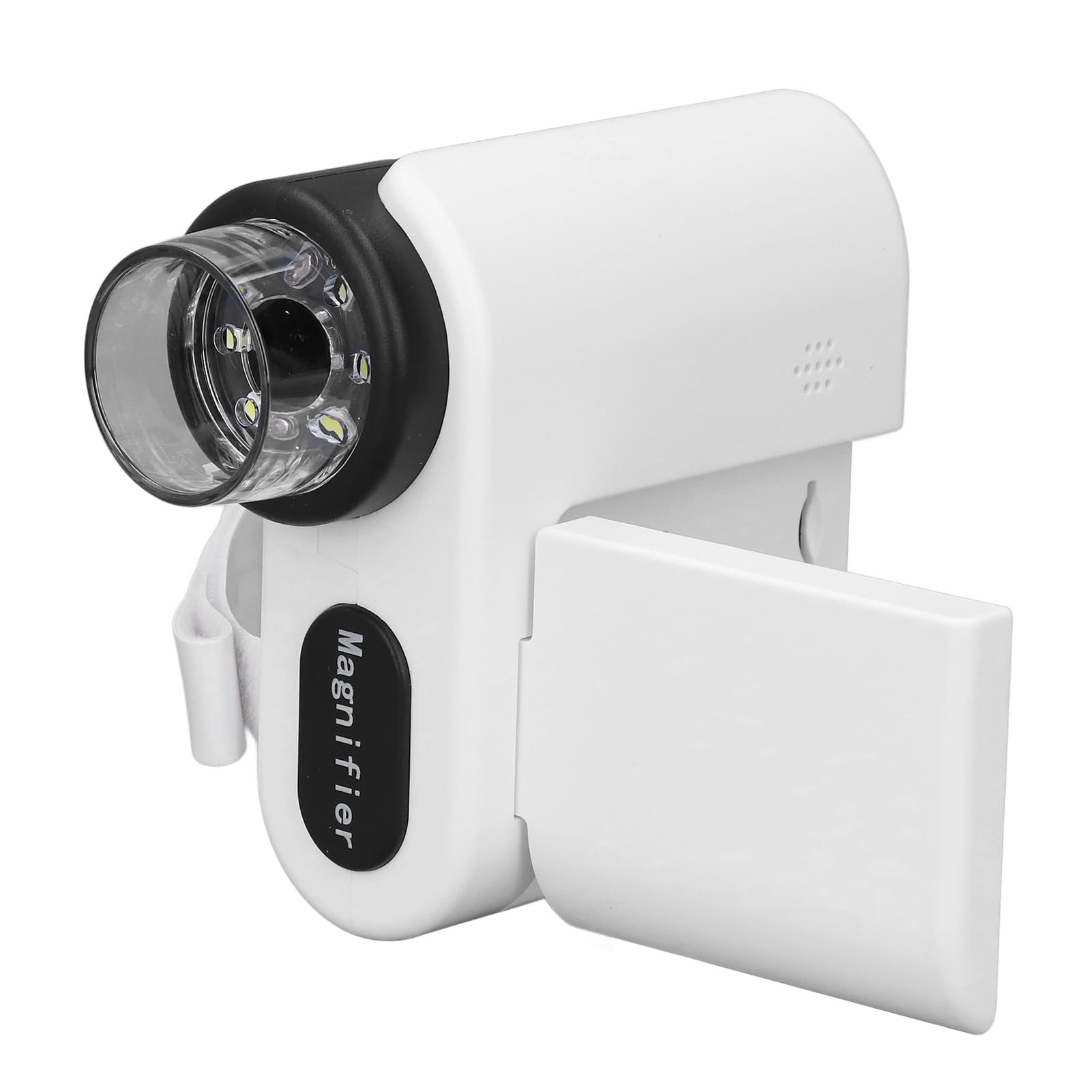 Microscopio tascabile portatile, microscopio studente registrazione video schermo a colori da 2 pollici 6 luci LED per la casa (bianco)