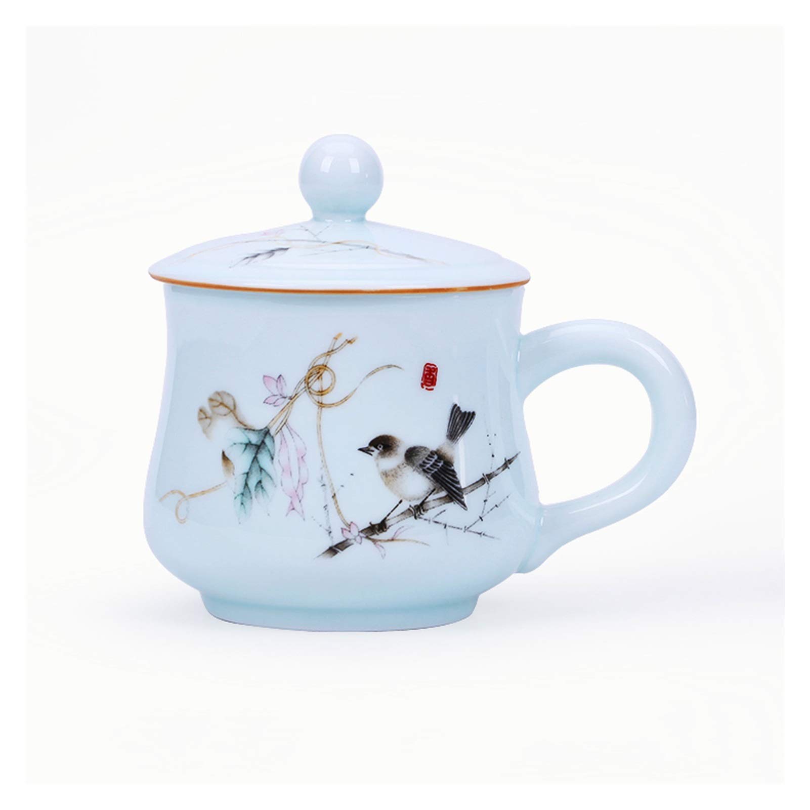 Taza de café grande de cerámica de 15 Oz con mango y tapa