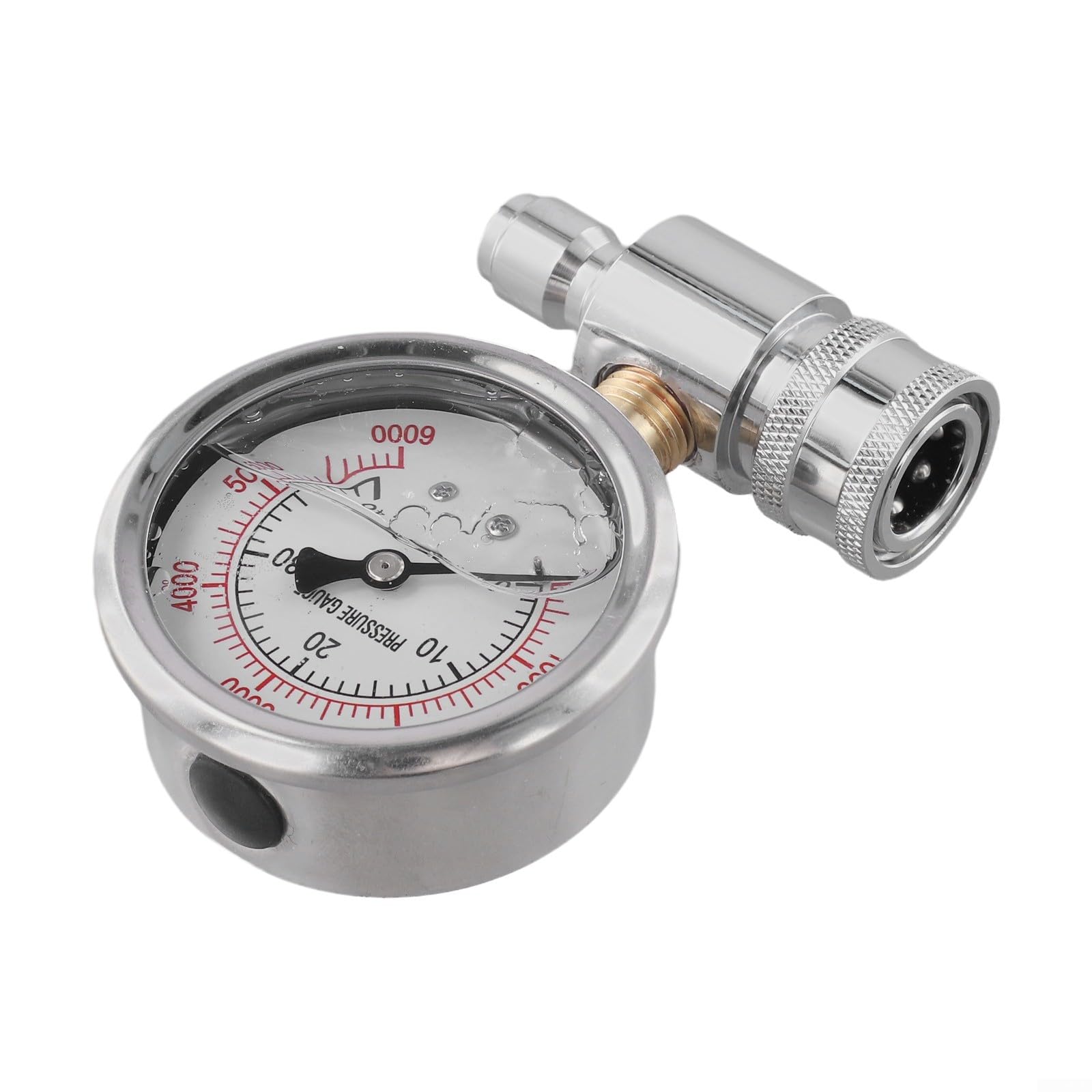Rondella ad alta pressione Manometro 6000 PSI in acciaio inox 3/8 pollici attacco rapido accessori per lavaggio auto, dispositivo di pulizia manometro misurazione della pressione strumento di