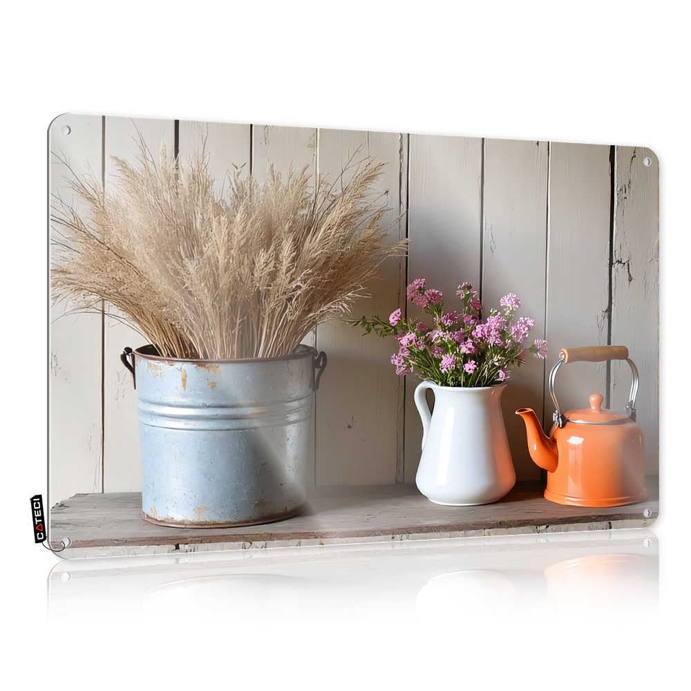 Fzfn Colour Farmhouse Signs Bedroom Stuff Ready To Hang - Farmhouse Decor: Dried Wheat And Pink Flowers Decor For Scoreboard(30X40cm)