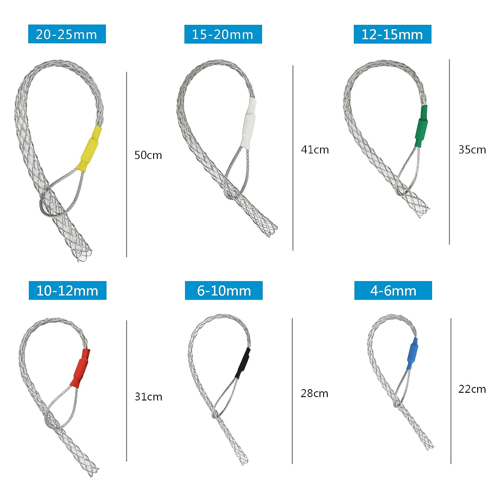 Zestaw skarpet do ciągnięcia kabli, stal ocynkowana, antypoślizgowa rura, kabel, uchwyty do ciągnięcia, zestaw Lassos, elastyczny zestaw linek z oczkiem