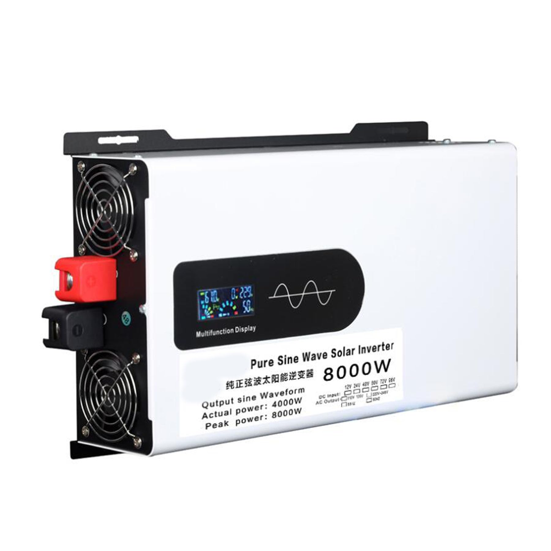 Onduleur 8000W 12V 24V 48V vers 220V à onde sinusoïdale pure pour véhicule avec écran LCD