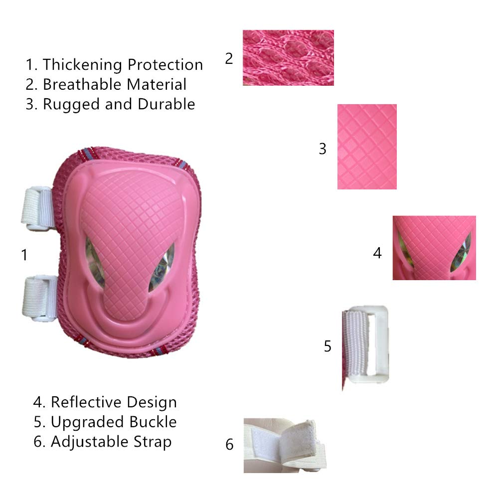 Protective Knee Pads Set 6 Pack Protective Gear Set including Knee Wrist Elbow Safety Pad kit for Kid Children Teenager Skating Cycling - Image 4