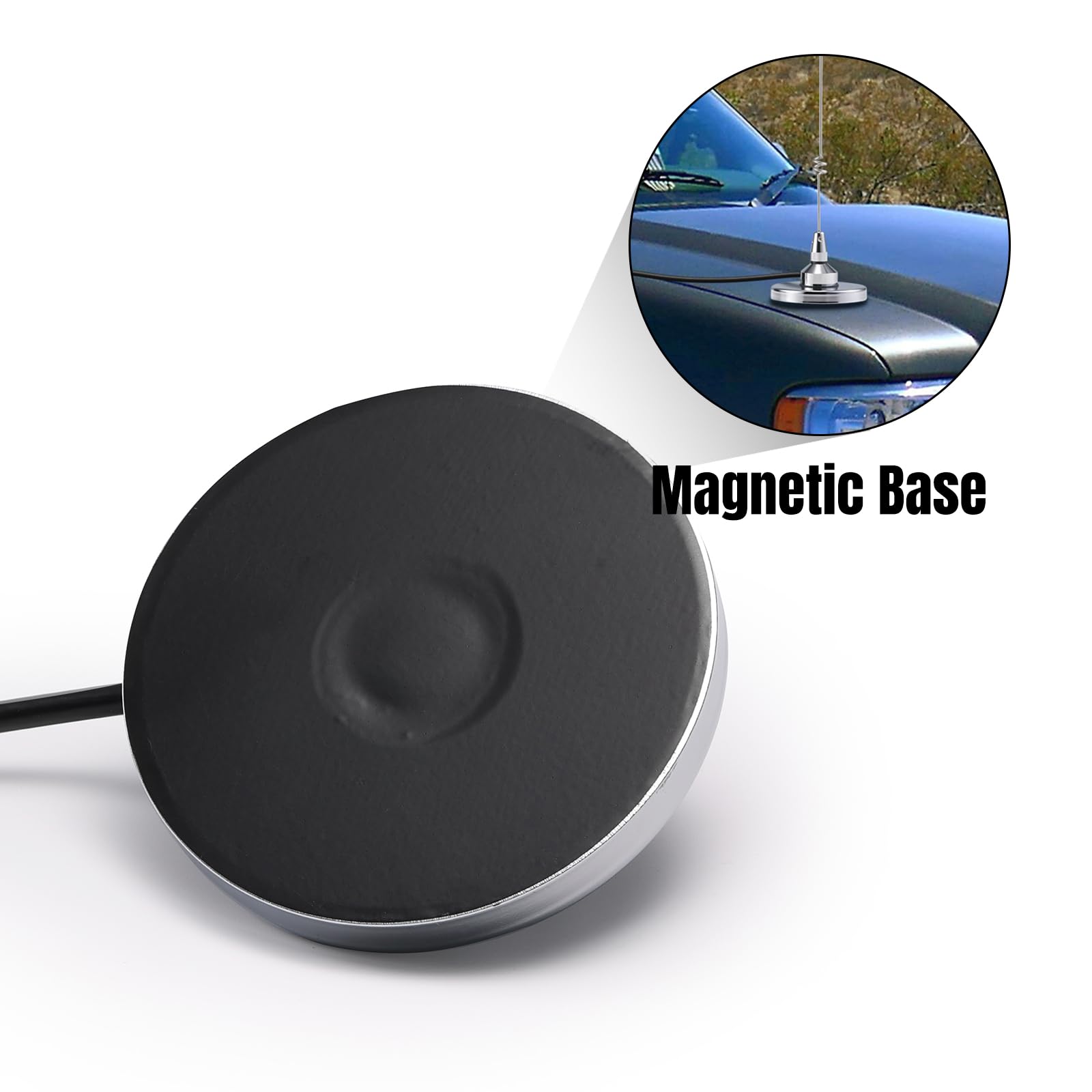 Radioddity RA-UV712 - Kit de antena de montaje magnético, antena VHF/UHF de 20 pulgadas (144/430 MHz), con cable de 15 pies, PL-259 compatible con radios móviles de coche, camión, escáneres, | Cobertura de 136-174/400-520 MHz, cable de 15 pies, para radio