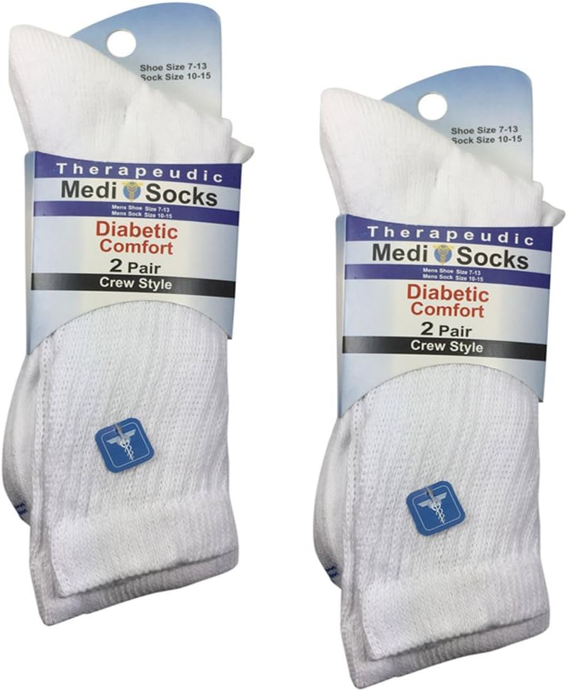 Diabetic Socks for Men, 10-13 4 Pair