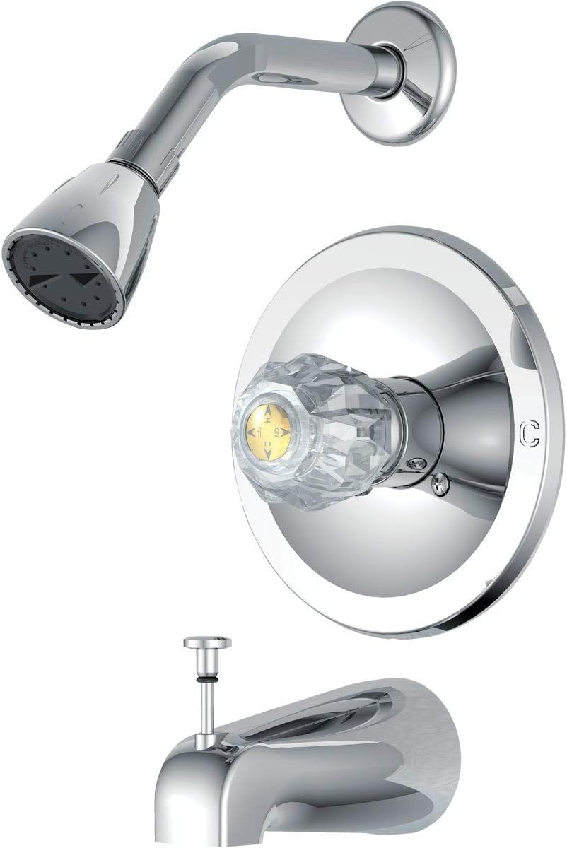 F1010500CP-JPA1 Single Acrylic Handle Chrome Tub/Shower Faucet