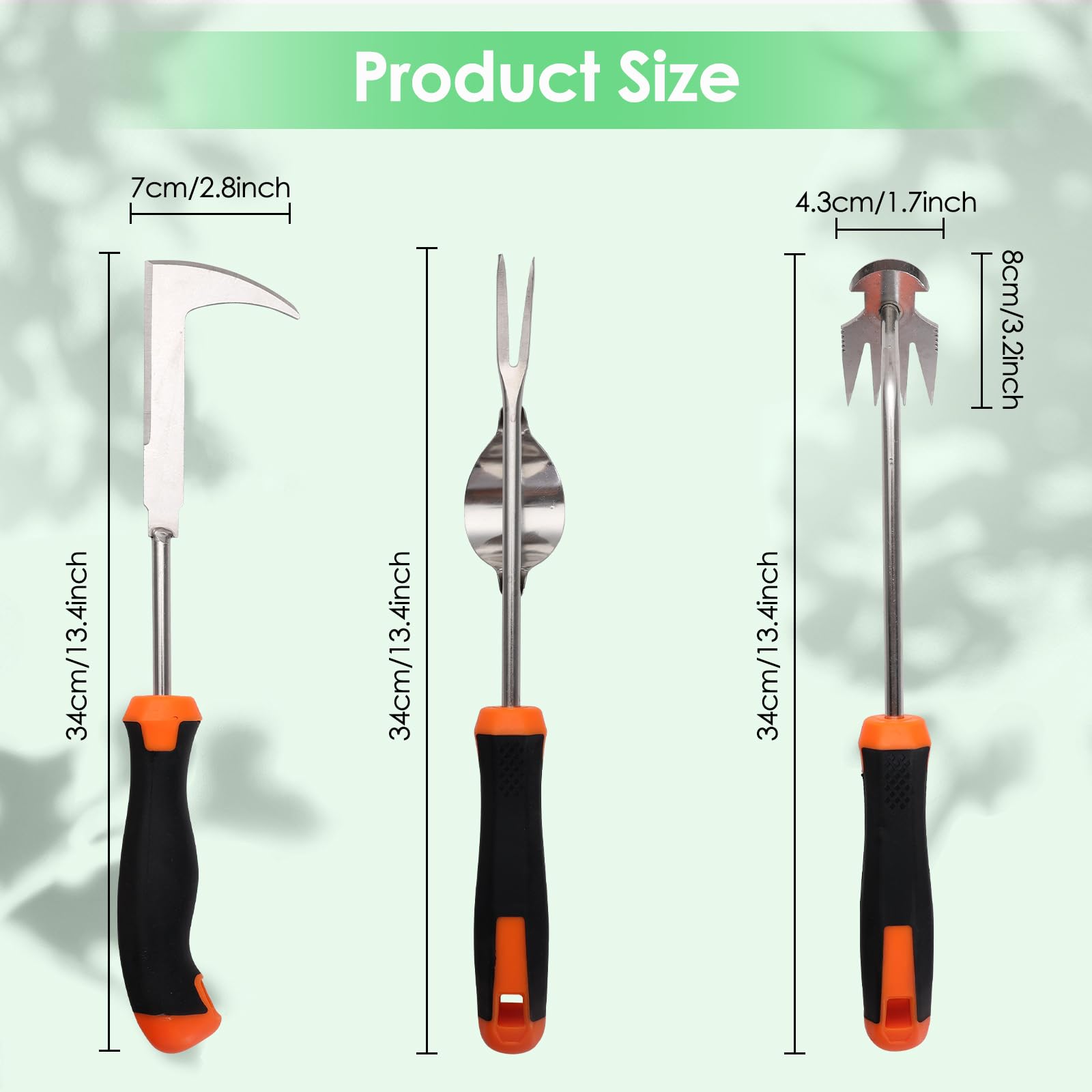 3 Pièces Désherbeur Manuel avec poignée en Caoutchouc, Outil De Désherbage Manuel, Acier Inoxydable Épaissi Weeder de Jardin, Rangement Facile, pour Désherber Votre Jardin, Creuser
