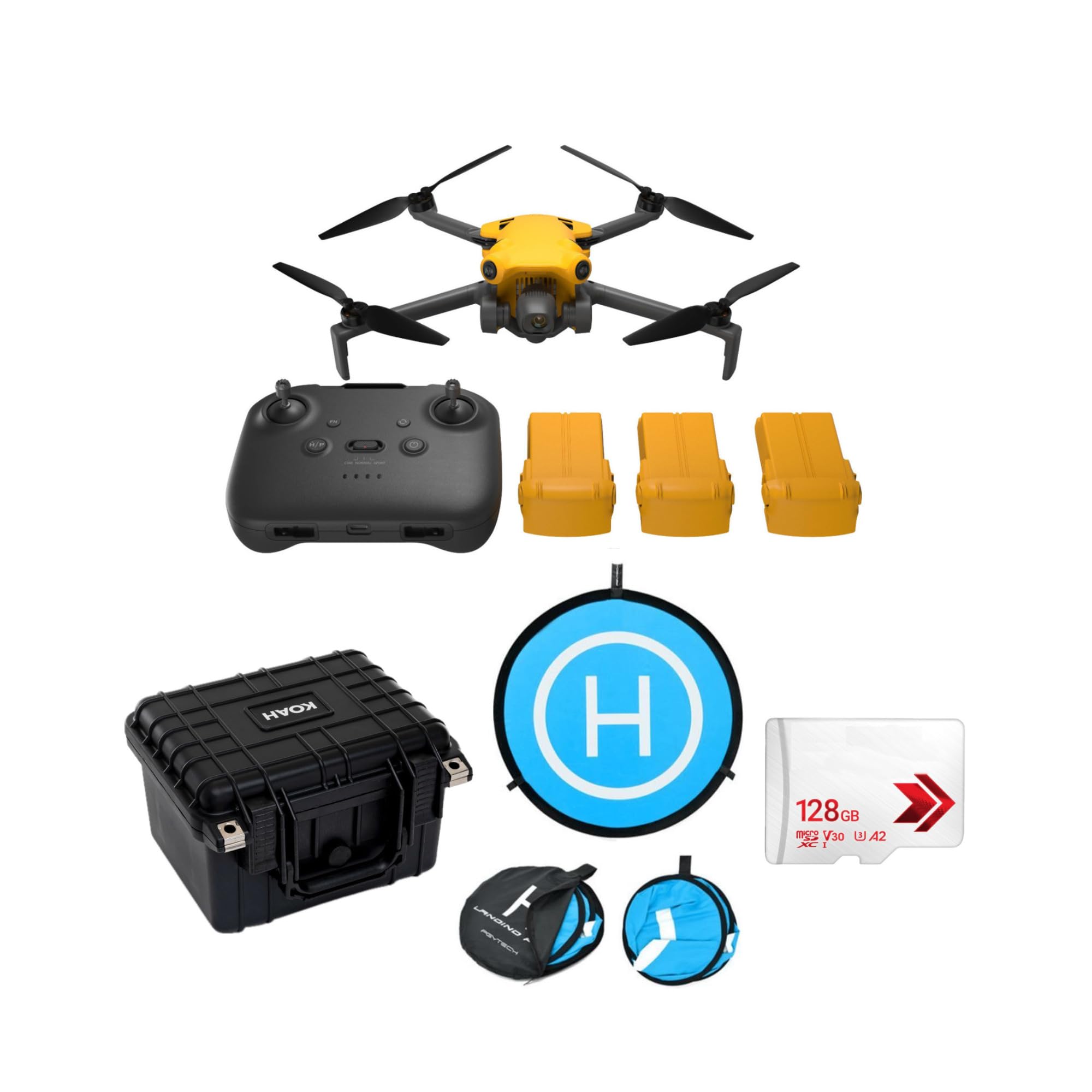 SKYROVER X1 48MP 4K Fly More Combo Drone (Yellow) Bundle with Hard Case and Accs