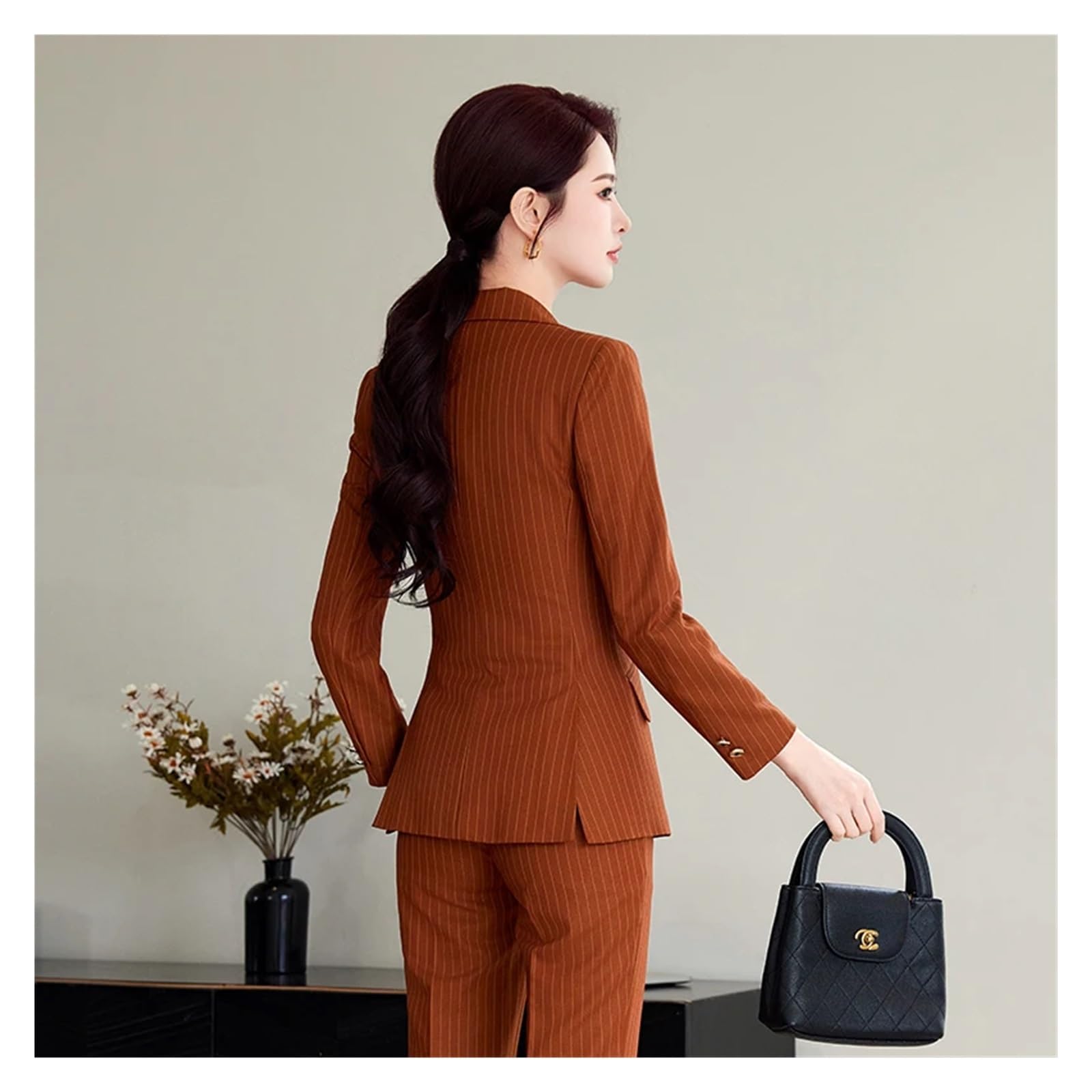 Elegantes Trajes Formales de Oficina a Rayas for Mujer, Trabajo, Blazer y Pantalones para Negocios, Trabajo, Oficina, Formal