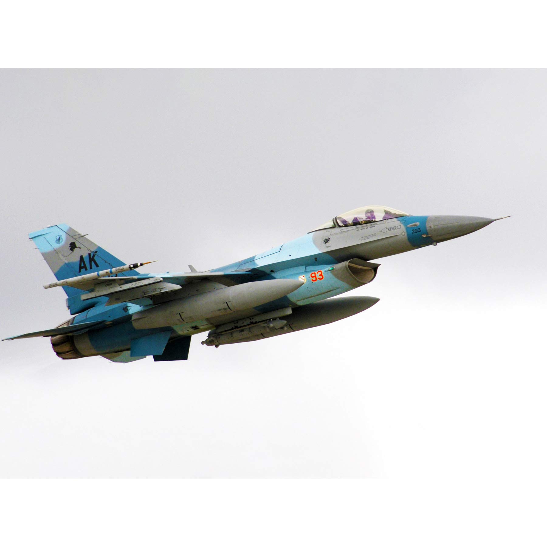 Military USA USAF F-16C Fighting Falcon Aircraft Jet Photo Premium Wall Art Canvas Print 18X24 Inch