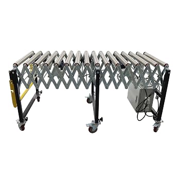 INTSUPERMAI Power-Driven Portable Flexible Expandable Conveyor Adjustable Conveyor Roller Flexible Folding Conveyor Belt Telescopic Flexible Roller Conveyor 220V