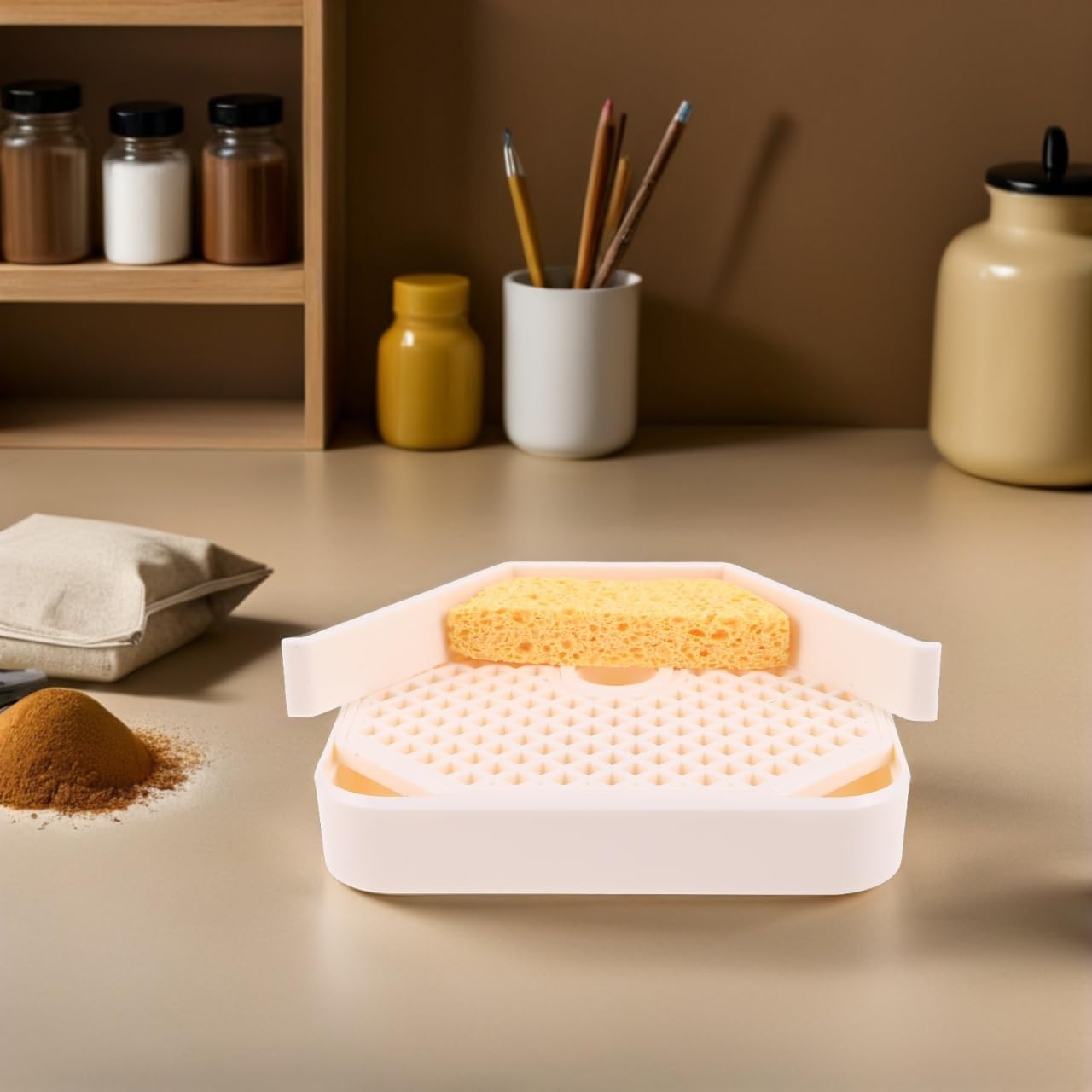Hoement Reservoir Pan for Stained Glass Grinder MD901 - Water Collection Tray with Honeycomb Grid - Suitable for Ceramic Tile and Glass Grinding Machine