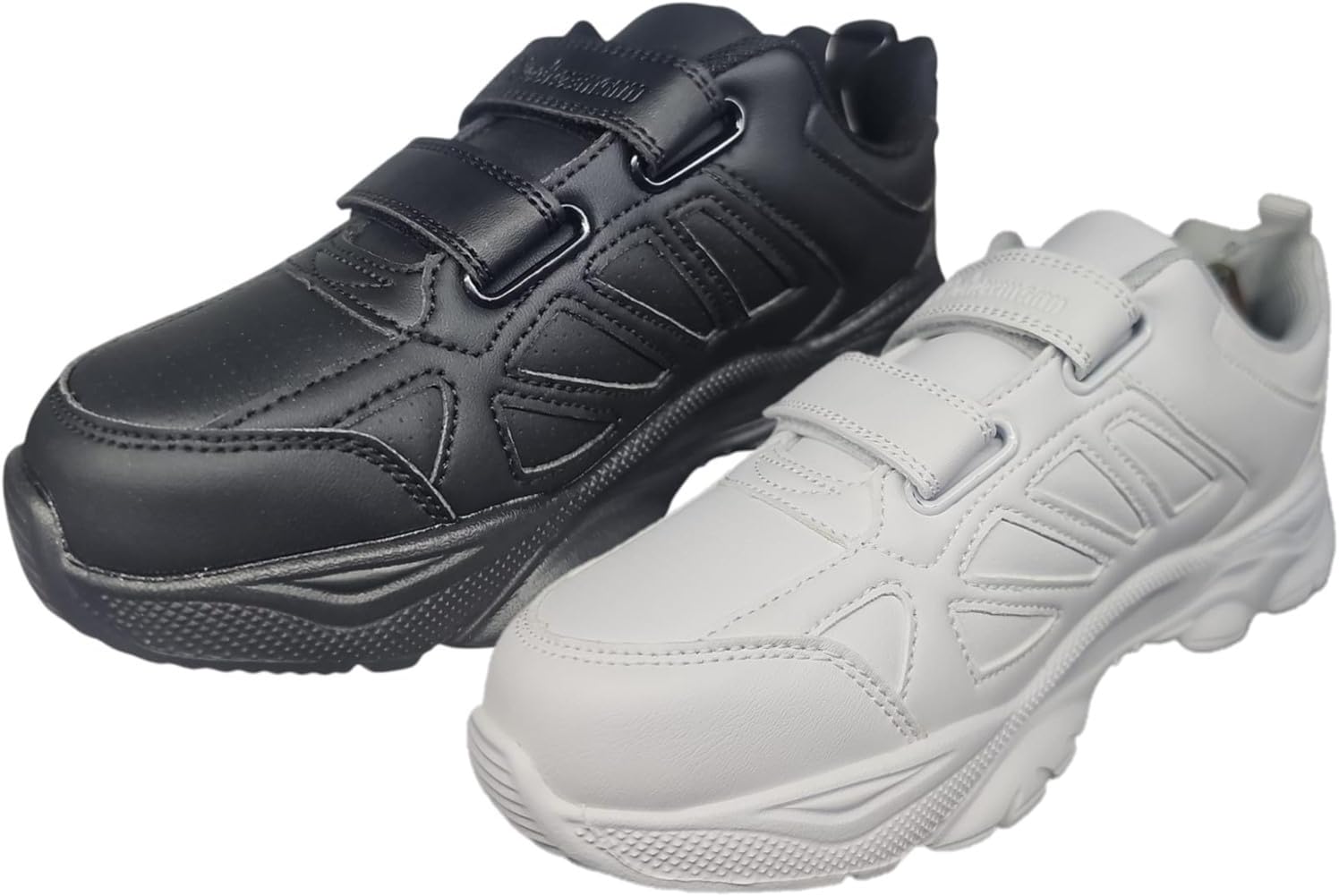 Hook and Loop Fastener Childrens School Shoes – Black/White – 9264