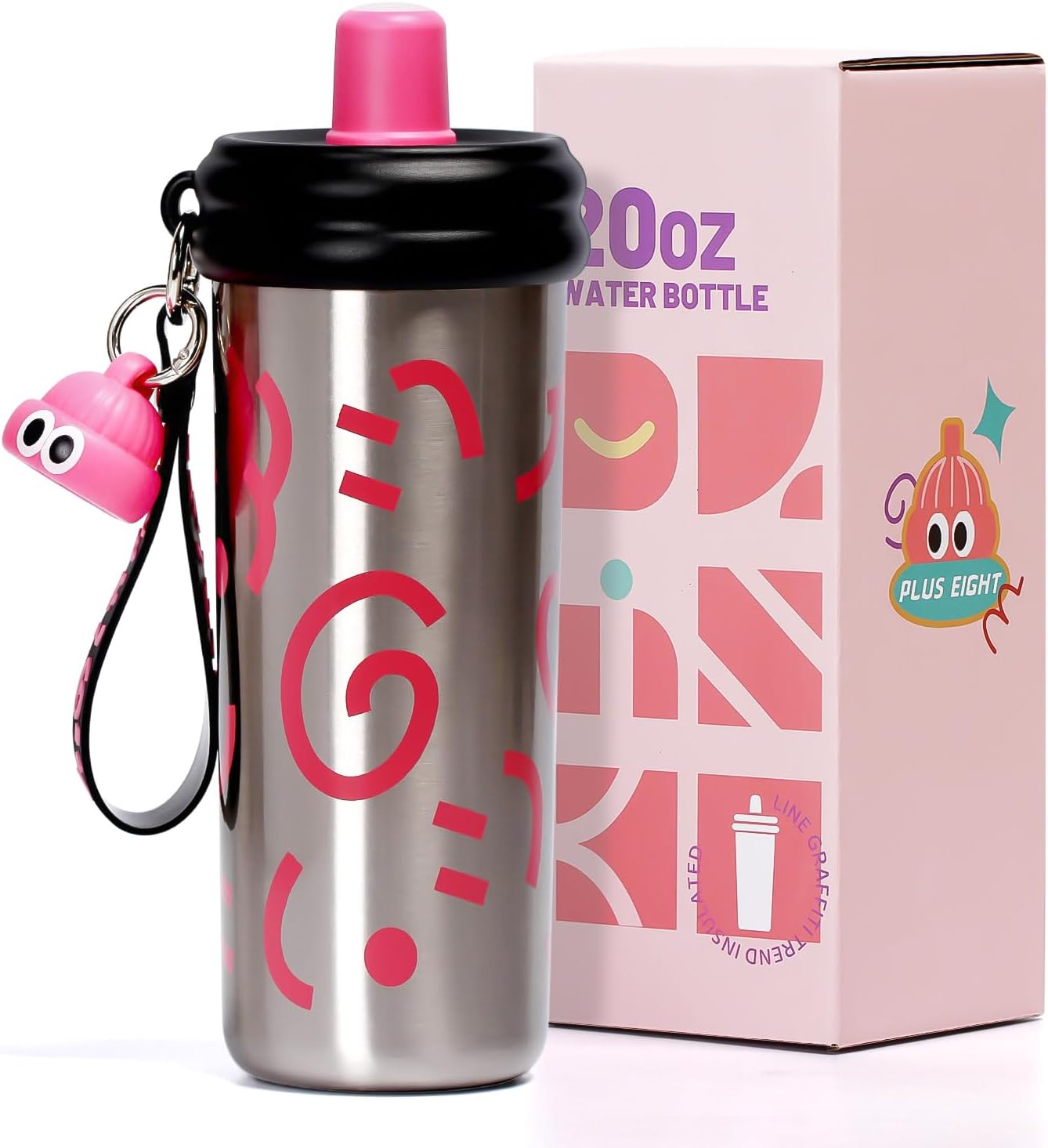 Stainless Steel Tumbler with Straw, 600ml/20oz Tumbler with Leak Proof, Reusable Double Walled Water Bottle, Thermo Coffee Travel Mug (Silver)