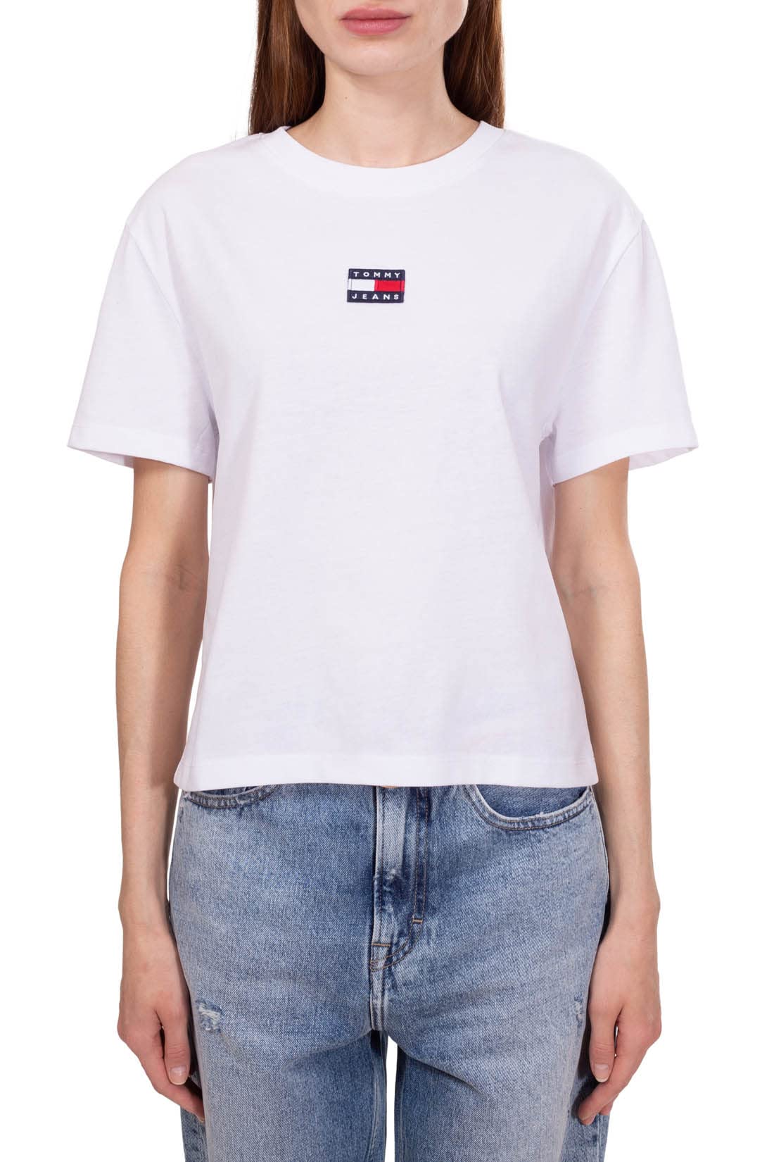 Tommy Jeans - T-Shirt Donna con Badge Logo - Taglia M