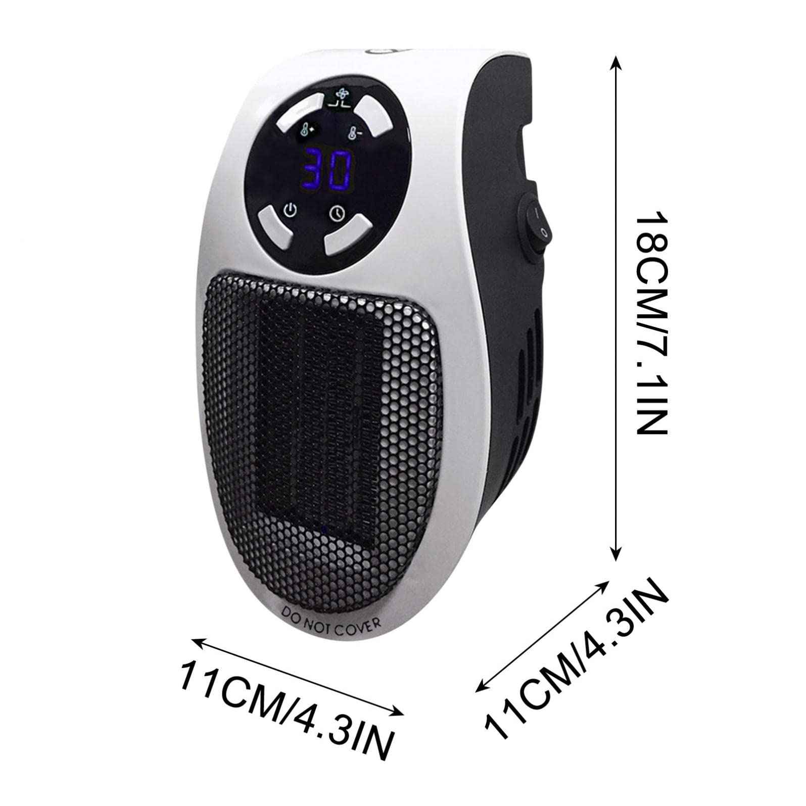 Top Heat Ceramic Heater, 500W Ceramic Heater Plug In, Top Heat Plug In Heater, Space Heater with Timer and Remote, Adjustable Thermostat Timer, Led Display, Electric Heater For Small Rooms (A)