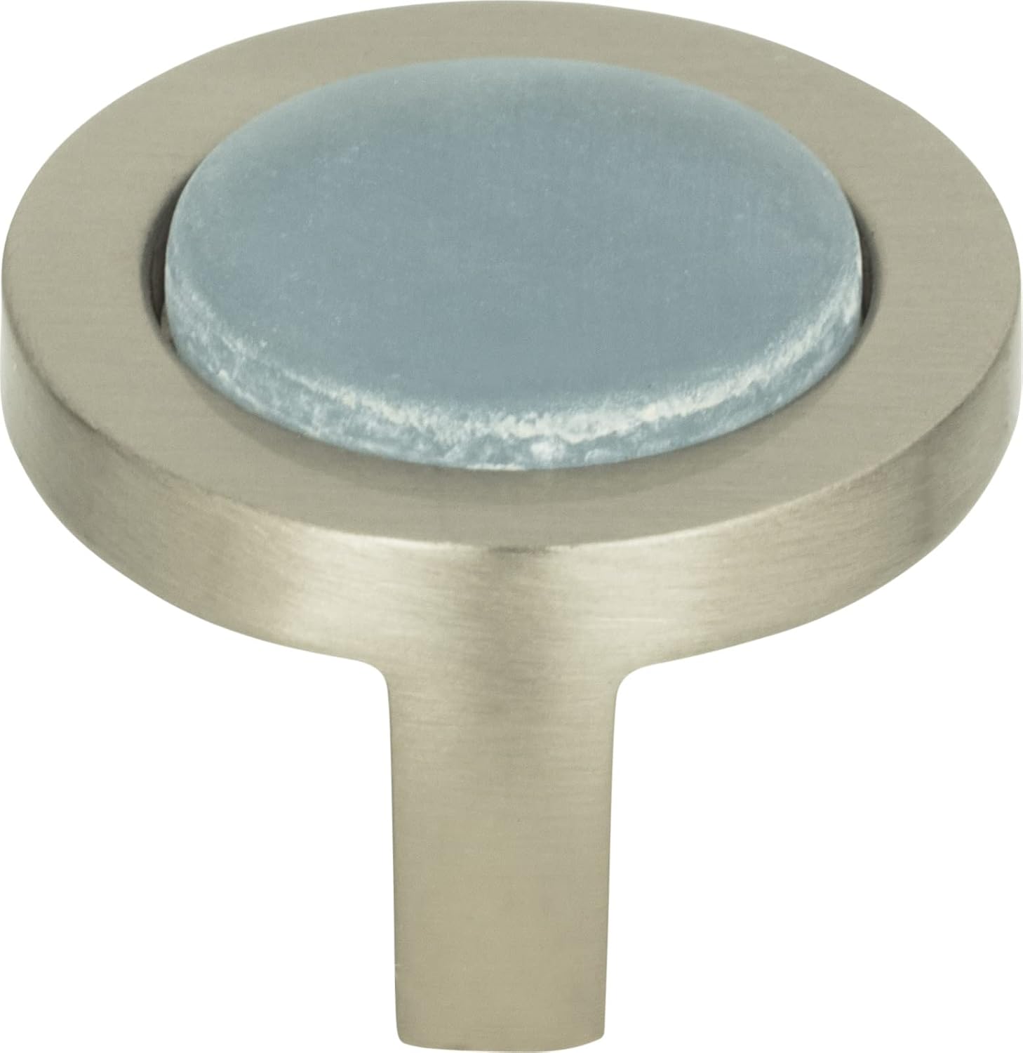 Atlas Homewares 229-BLU/BRN 1-1/4-Inch Spa Blue Round Knob, Brushed Nickel