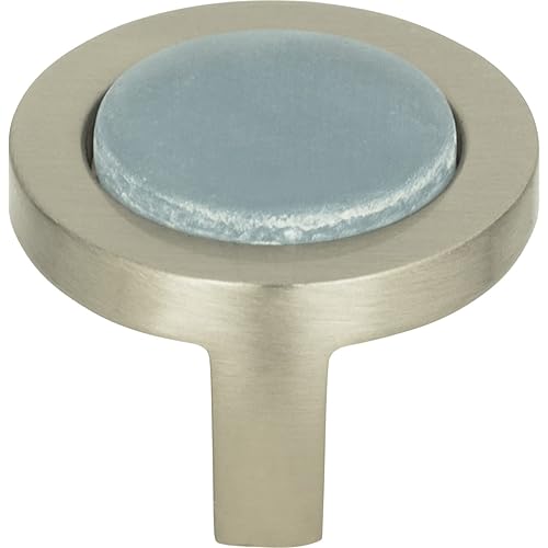 Atlas Homewares 229-BLU/BRN 1-1/4-Inch Spa Blue Round Knob, Brushed Nickel