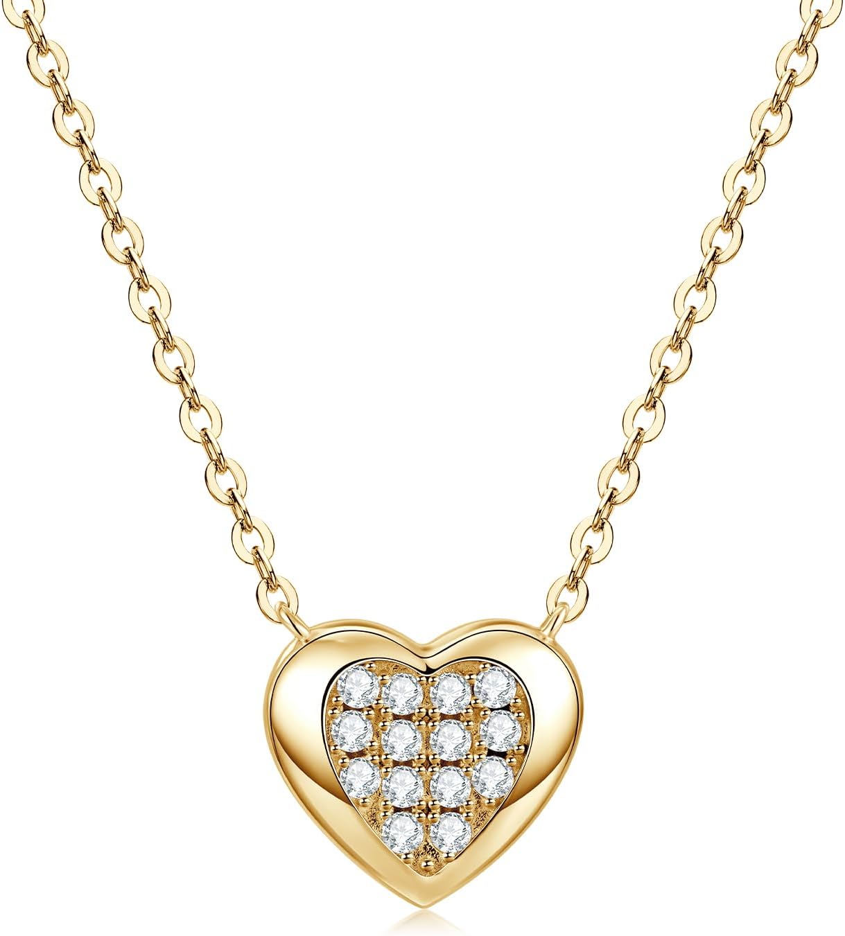 AINUOSHI Moissanite Heart Pendant Necklace for Women, 0.21CT Dainty Moissanite Heart Initial Necklace, Sterling Silver Pendant Necklace Anniversary Jewelry Valentine Promise Gift for Wife Girlfriend