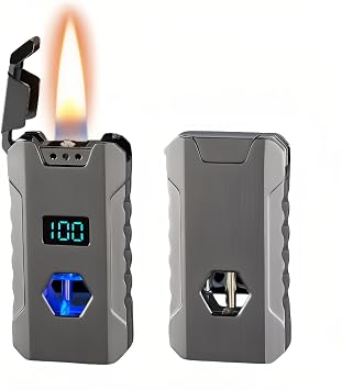 Smart Kerosene Soft Flame Lighter, with Four Ignition Methods Voice/Gravity/Airflow/Tap, Battery Level & Ignition Count Display, USB-C Rechargeable & Refillable Lighters Fuel Not Included