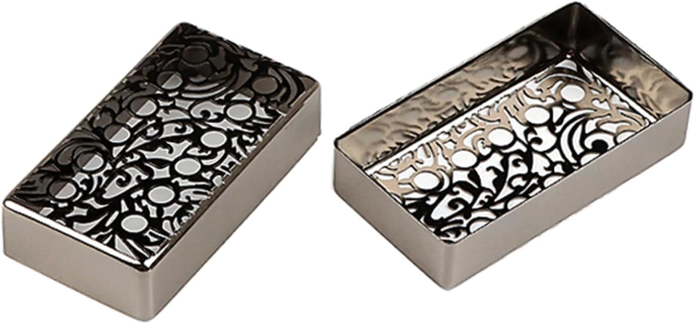 2 Pcs Guitar Pickup Cover Engraved Flower Metal Pickup Cover Metal Metal Humbuckers Cover Electric Guitar Accessories Metal