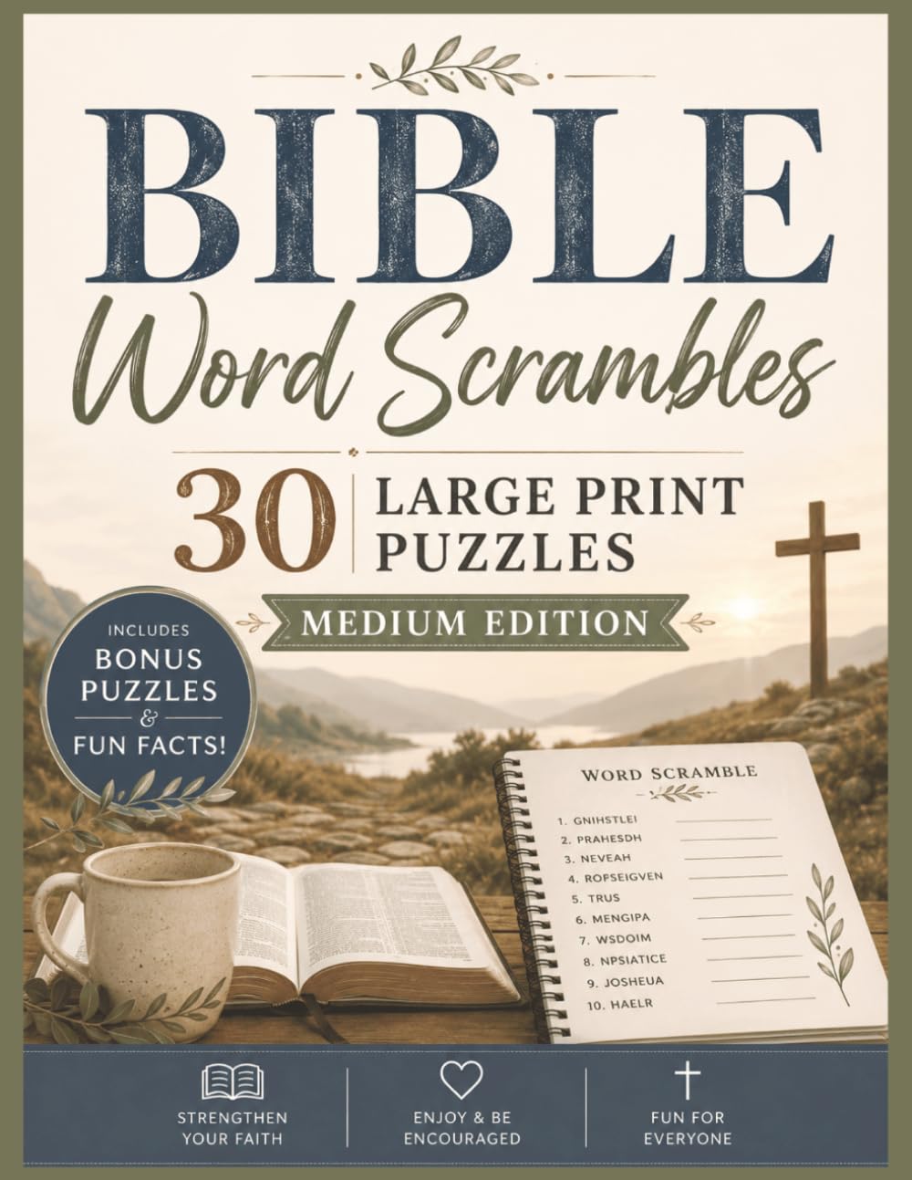 Bible Word Scrambles Medium Edition: 30 Large Print Bible Word Scramble Puzzles with Bonus Word Searches and Fun Facts | Medium Difficulty Christian ... (Large Print Jumble Word Scramble Books)