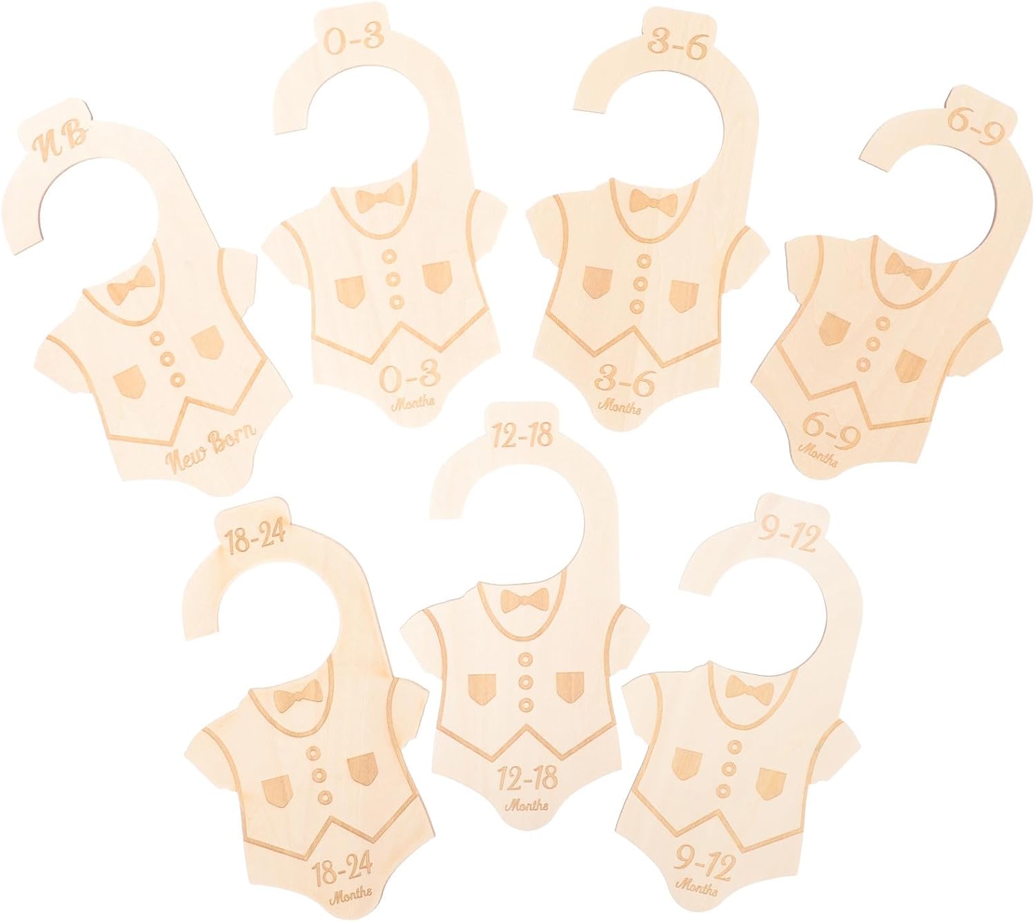 7pcs Clothes Size Dividers Wooden Closet Dividers for Hanging Clothes Easy to Use Khaki Separators