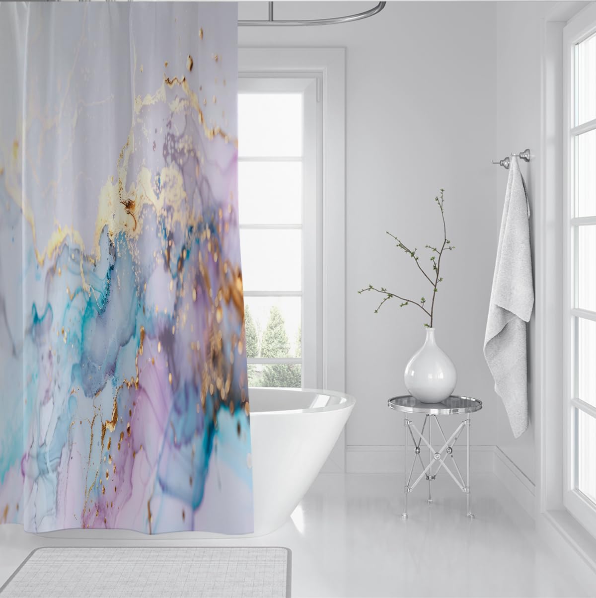 Rideau de Douche Art Encre Pastel Aquarelle Abstrait W150xL200 cm