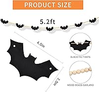 Vista 2 de Gistome Halloween Hanging Decorations Indoor - Felt Bat Wooden Beads Garland
