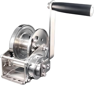 Two-Way Self-Locking Manual Winch, 304 Stainless Steel Compact Hoist, 800LB/350KG-2600LB/1100KG, Rust-Resistant, Heavy-Duty Trailer, Towing,Yacht, Dinghy1200lb,Single-Winch