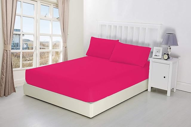 Extra Deep Fitted Sheets 16"/40CM Deep Luxury Percale 14 Colours (Double, Fuschia)