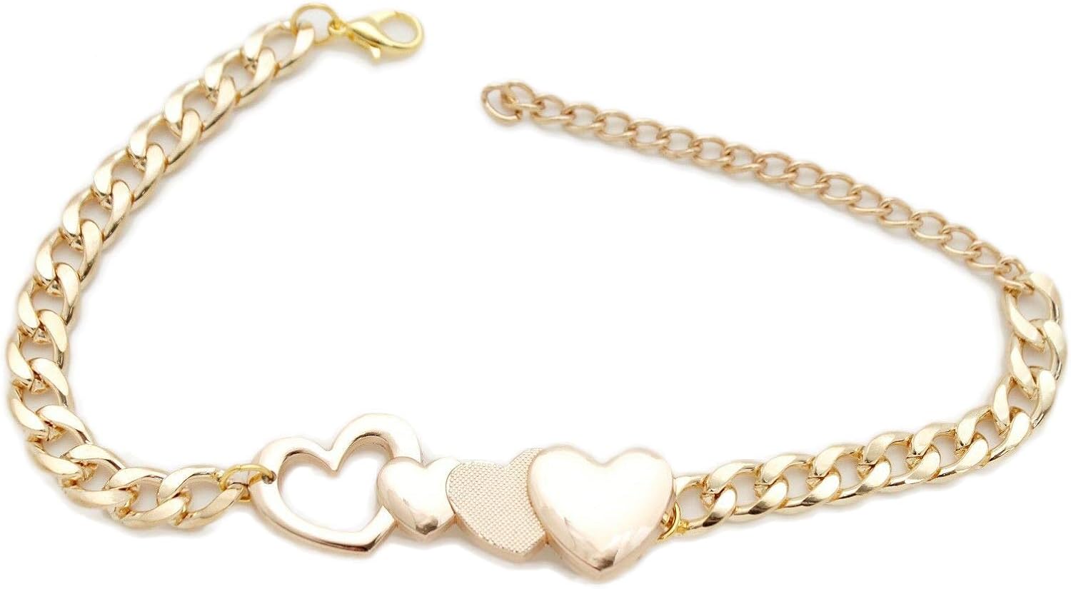Trendy Fashion Jewelry TFJ Women Western Boot Chains Metal Bling Bracelet Long Narrow Plate Anklet High Heel Charm Gold
