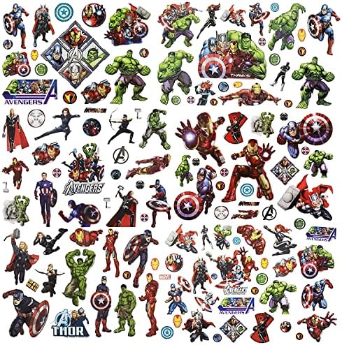 Superhero Temporary Tattoos Stickers 8 Sheets Pack,Avengers Stickers for Laptop Decals Comic Legends Stickers for Teens Boys Adults