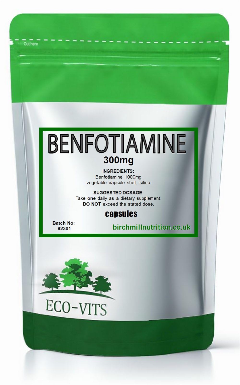 ECO-VITS BENFOTIAMINE (300 mg) 60 CAPS. Emballage recyclable. Pochette scellée