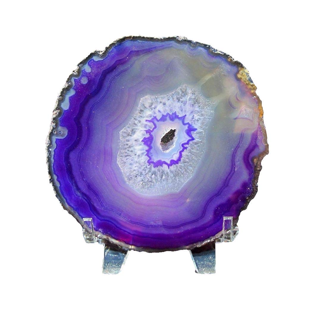 Large PURPLE AGATE COASTER Slice #4 Size - 4x4x.25" 3.5 Oz. Polished Both Sides Geode Coaster Agate Slab Agate Coaster Geode Slice from Brazil 19 by GeoSpecimens